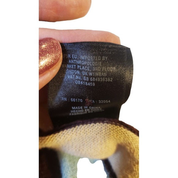 Anthropologie Moth Sweater Dress Brown Medium Midi Striped Semi Sheer No Liner - Picture 12 of 15